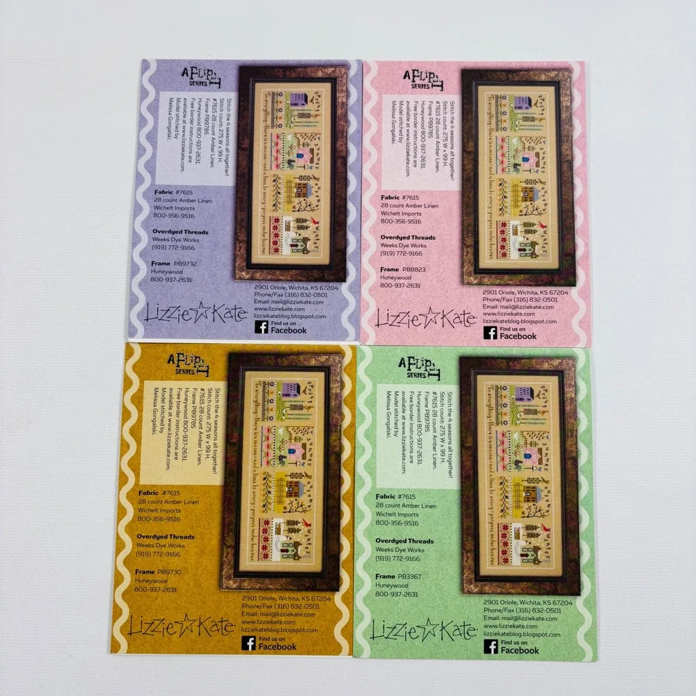 Lizzie Kate 4 Seasons Cross Stitch Patterns & Charms Spring Summer Autumn Winter